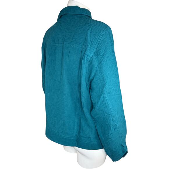 Isaac Mizrahi Live Bridgehampton Cotton Gauze Jacket Deep Sea Large NWOT - Picture 13 of 14